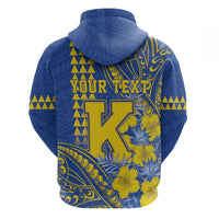 Personalised Hawaii Kaiser High School Zip Hoodie Tribal Tattoo With Hibiscus Flowers LT05 - Polynesian Pride