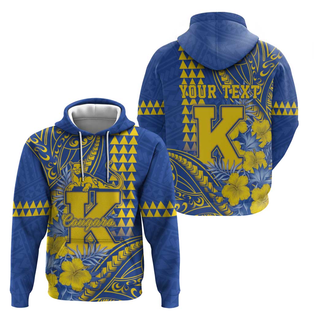 Personalised Hawaii Kaiser High School Zip Hoodie Tribal Tattoo With Hibiscus Flowers LT05 - Polynesian Pride