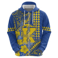 Personalised Hawaii Kaiser High School Zip Hoodie Tribal Tattoo With Hibiscus Flowers LT05 - Polynesian Pride
