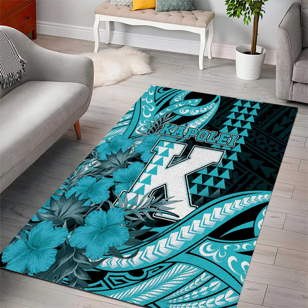 Hawaii Kapolei High School Area Rug Tribal Tattoo With Hibiscus Flowers LT05 - Polynesian Pride