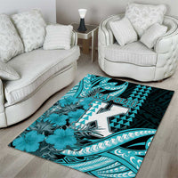 Hawaii Kapolei High School Area Rug Tribal Tattoo With Hibiscus Flowers LT05 - Polynesian Pride