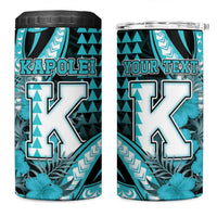 Personalised Hawaii Kapolei High School 4 in 1 Can Cooler Tumbler Tribal Tattoo With Hibiscus Flowers
