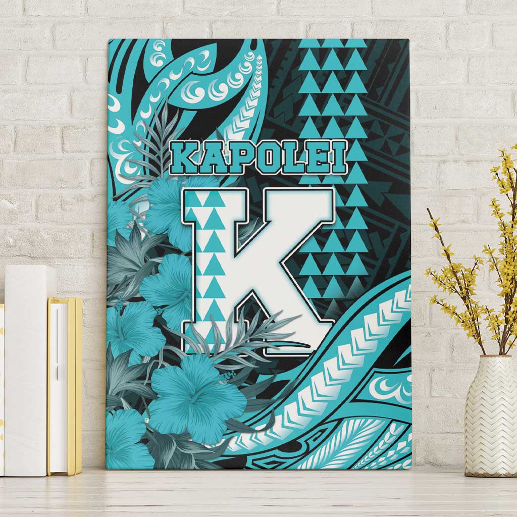 Hawaii Kapolei High School Canvas Wall Art Tribal Tattoo With Hibiscus Flowers