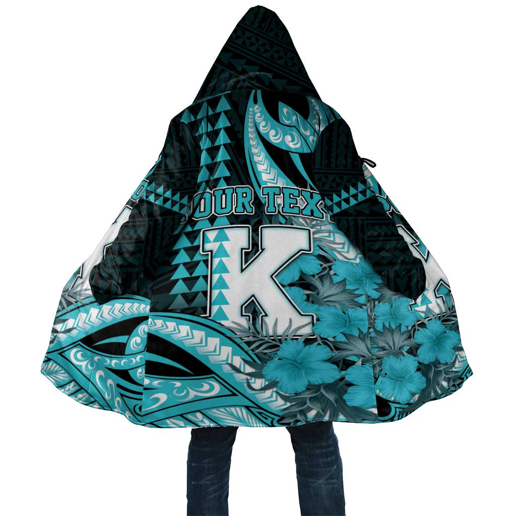 Personalised Hawaii Kapolei High School Cloak Tribal Tattoo With Hibiscus Flowers LT05 Unisex Dark Teal - Polynesian Pride