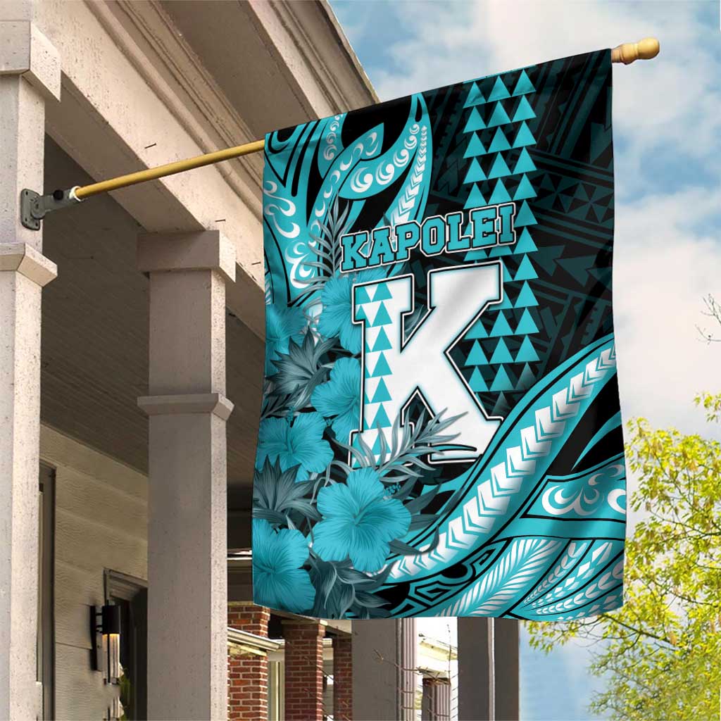 Hawaii Kapolei High School Garden Flag Tribal Tattoo With Hibiscus Flowers