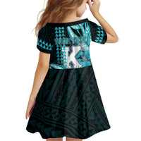 Personalised Hawaii Kapolei High School Kid Short Sleeve Dress Tribal Tattoo With Hibiscus Flowers