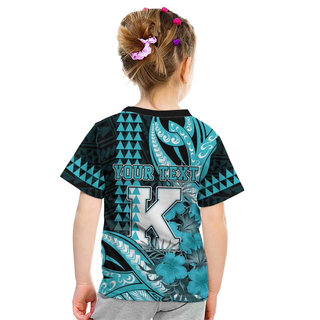Personalised Hawaii Kapolei High School Kid T Shirt Tribal Tattoo With Hibiscus Flowers