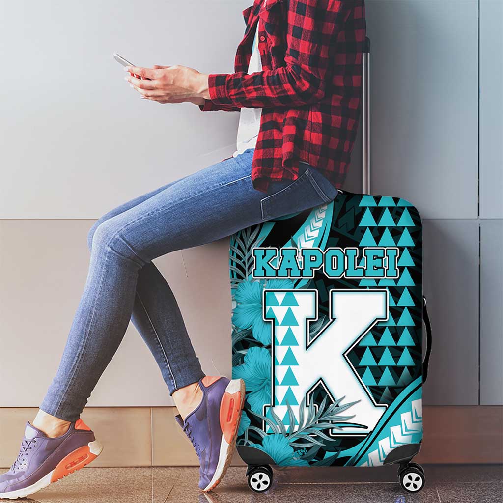 Hawaii Kapolei High School Luggage Cover Tribal Tattoo With Hibiscus Flowers