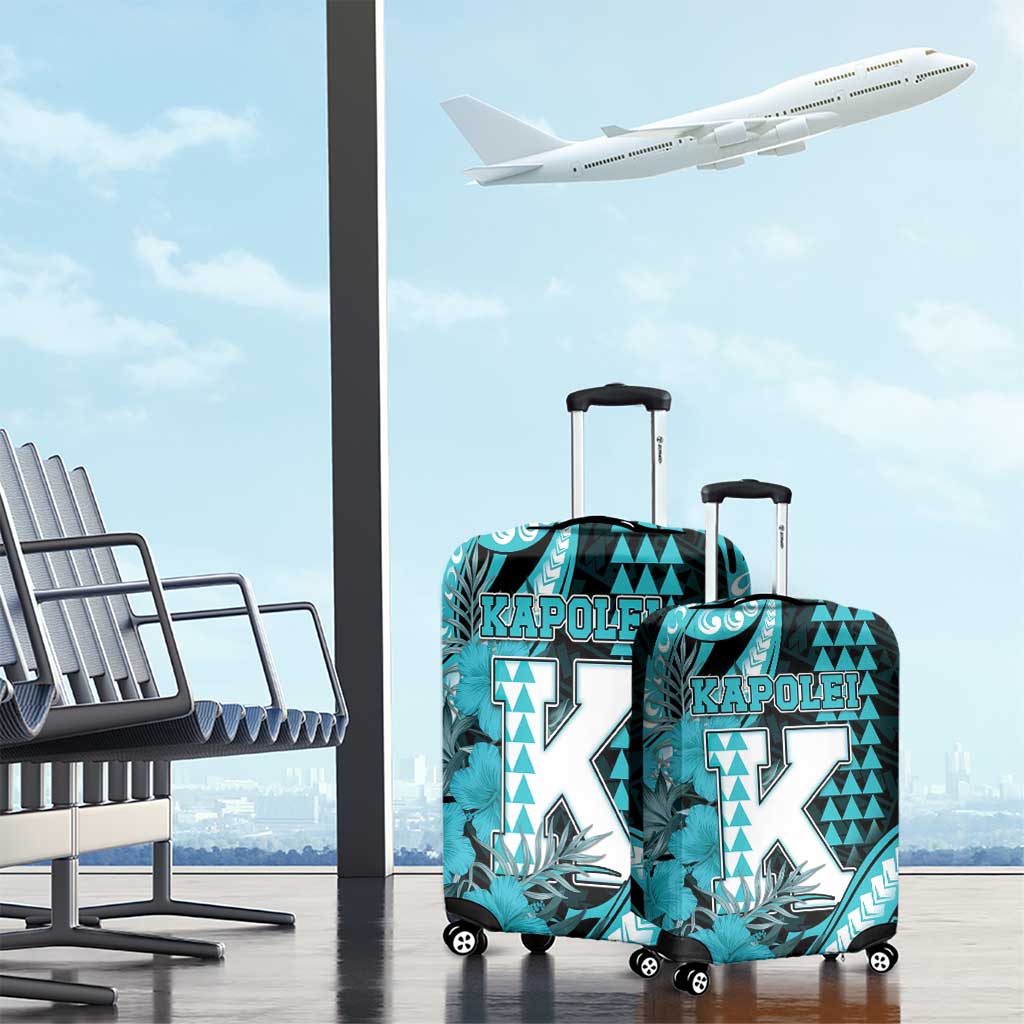 Hawaii Kapolei High School Luggage Cover Tribal Tattoo With Hibiscus Flowers