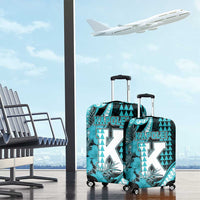 Hawaii Kapolei High School Luggage Cover Tribal Tattoo With Hibiscus Flowers