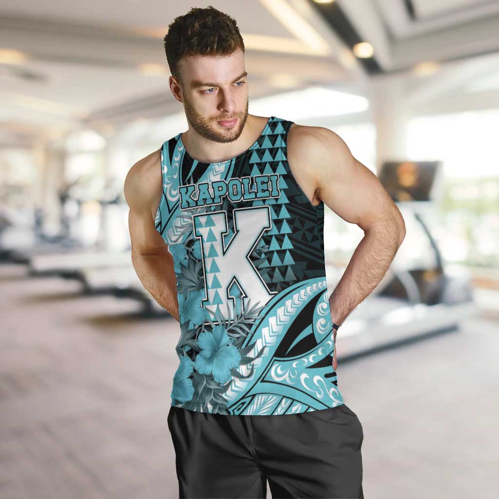 Personalised Hawaii Kapolei High School Men Tank Top Tribal Tattoo With Hibiscus Flowers