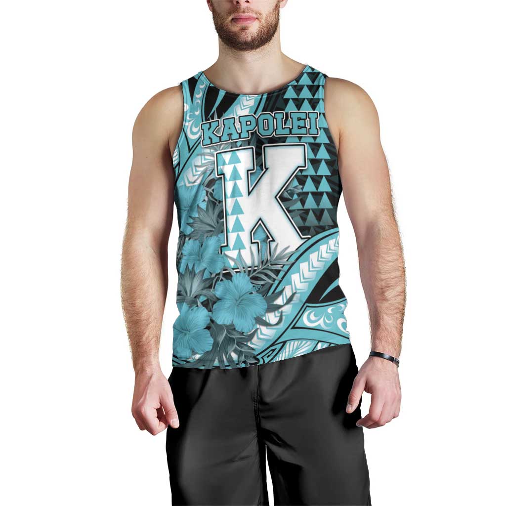 Personalised Hawaii Kapolei High School Men Tank Top Tribal Tattoo With Hibiscus Flowers