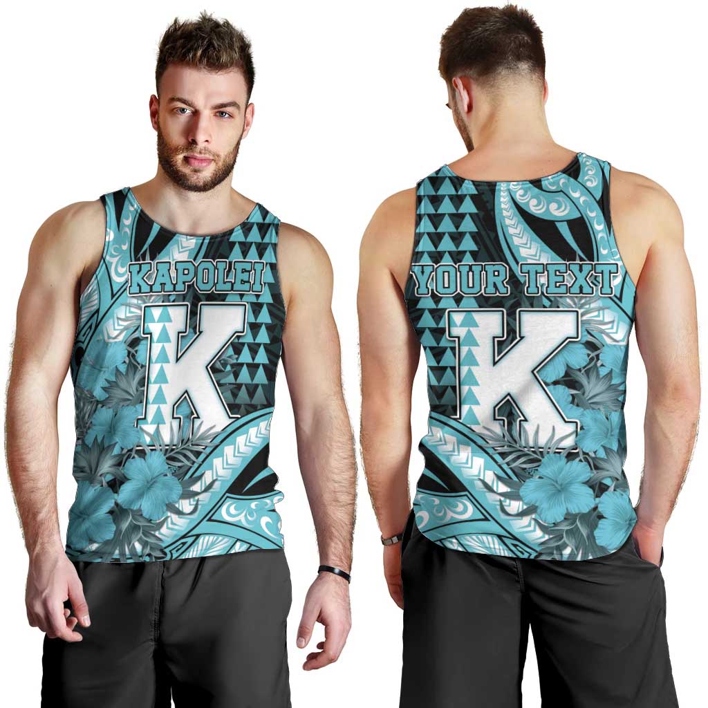 Personalised Hawaii Kapolei High School Men Tank Top Tribal Tattoo With Hibiscus Flowers