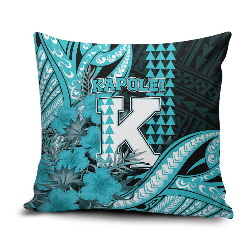 Hawaii Kapolei High School Pillow Cover Tribal Tattoo With Hibiscus Flowers