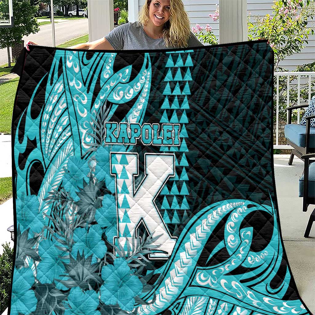 Hawaii Kapolei High School Quilt Tribal Tattoo With Hibiscus Flowers