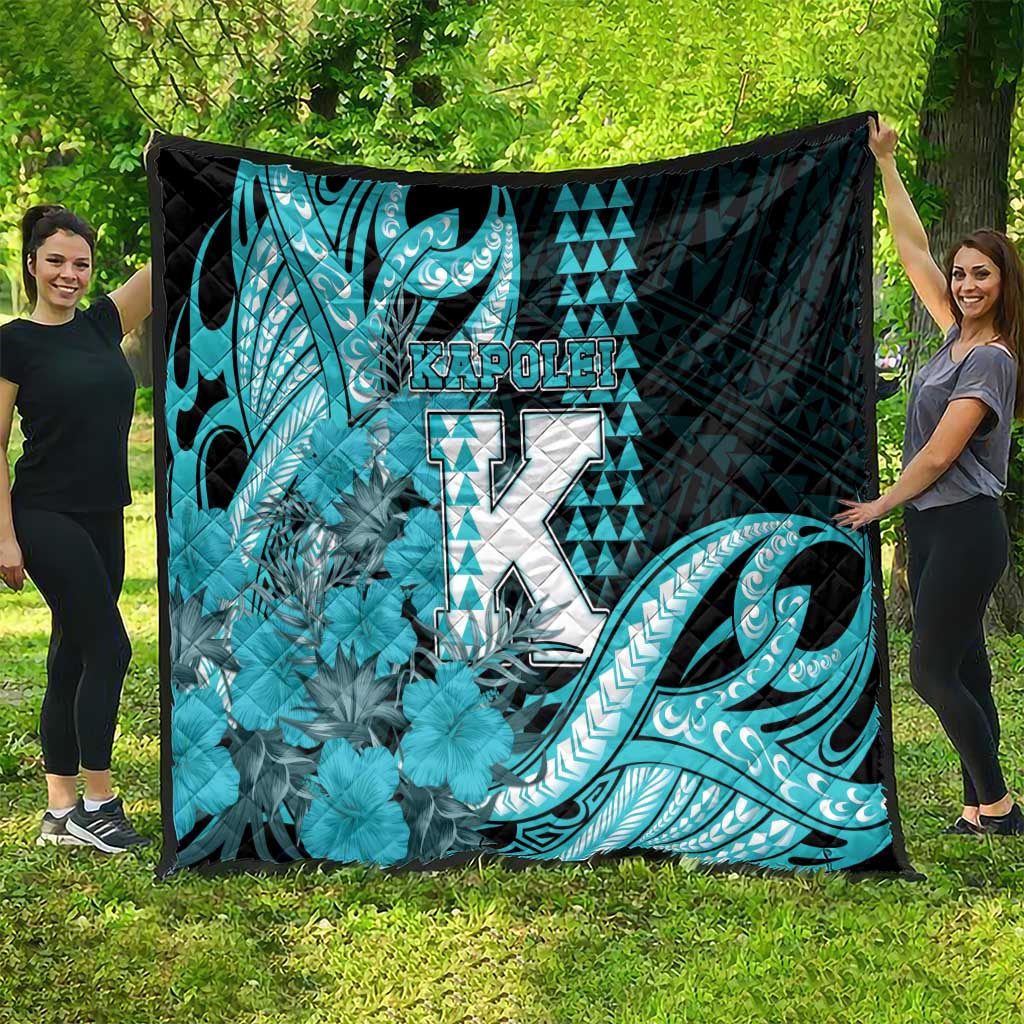 Hawaii Kapolei High School Quilt Tribal Tattoo With Hibiscus Flowers
