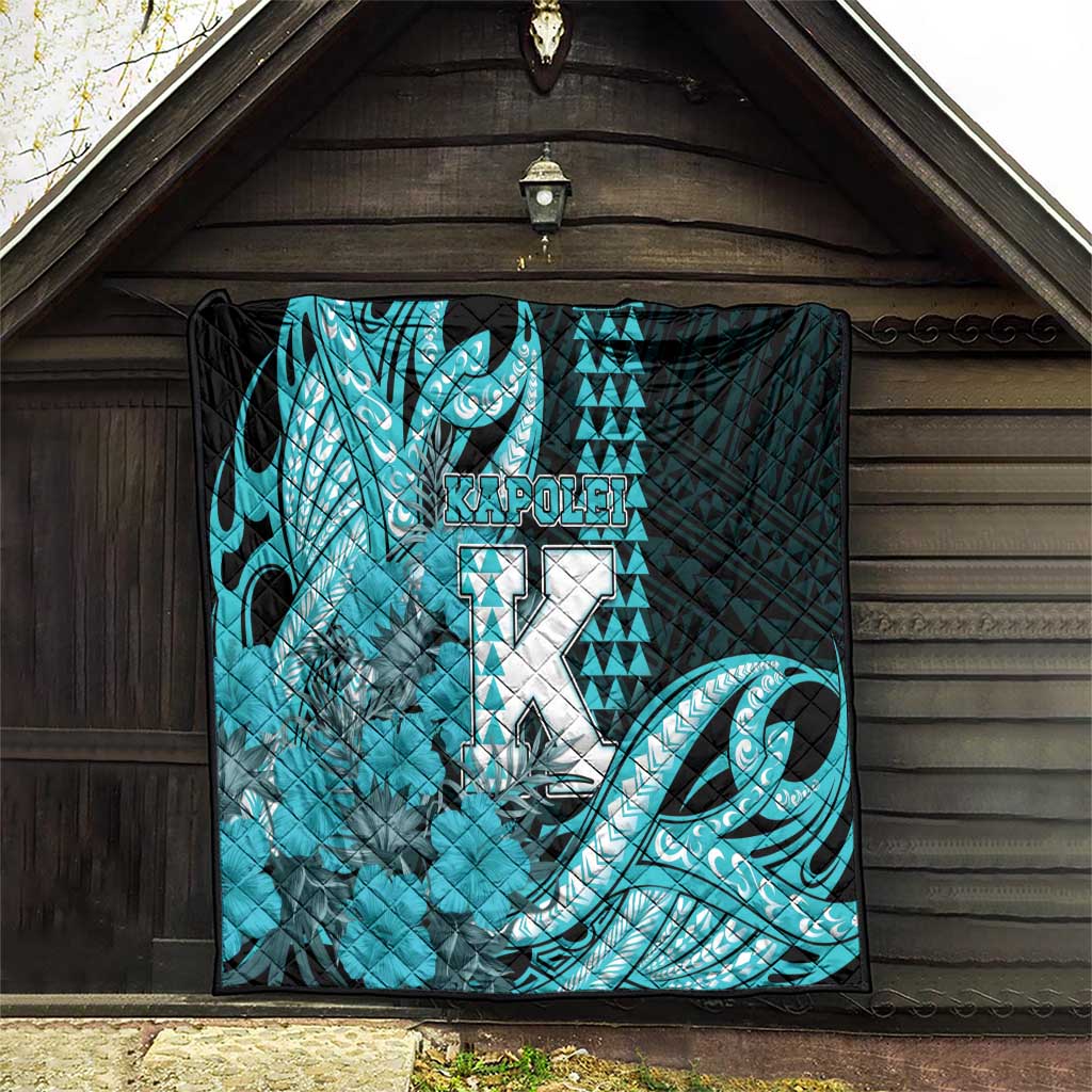 Hawaii Kapolei High School Quilt Tribal Tattoo With Hibiscus Flowers