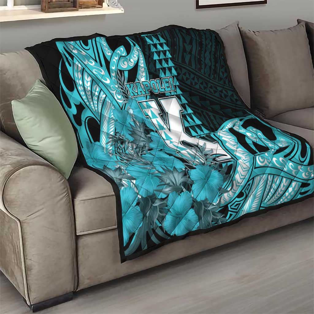 Hawaii Kapolei High School Quilt Tribal Tattoo With Hibiscus Flowers