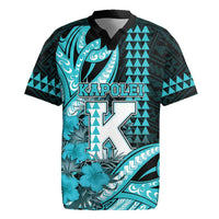 Personalised Hawaii Kapolei High School Rugby Jersey Tribal Tattoo With Hibiscus Flowers LT05 Dark Teal - Polynesian Pride