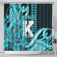 Hawaii Kapolei High School Shower Curtain Tribal Tattoo With Hibiscus Flowers