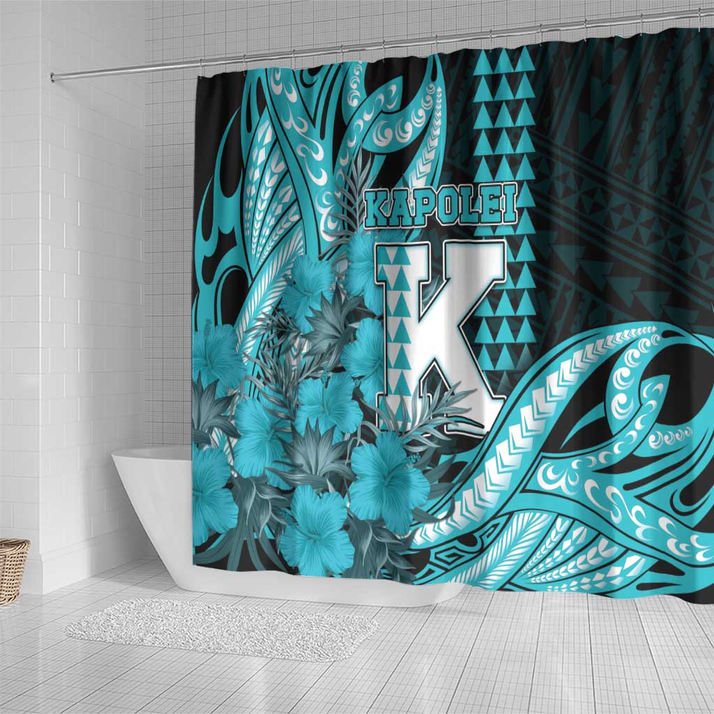 Hawaii Kapolei High School Shower Curtain Tribal Tattoo With Hibiscus Flowers