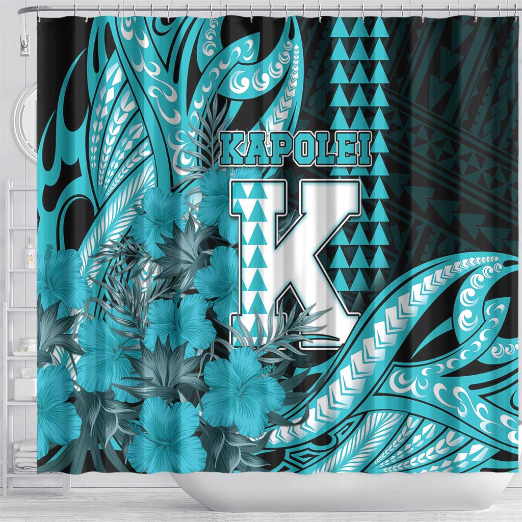 Hawaii Kapolei High School Shower Curtain Tribal Tattoo With Hibiscus Flowers
