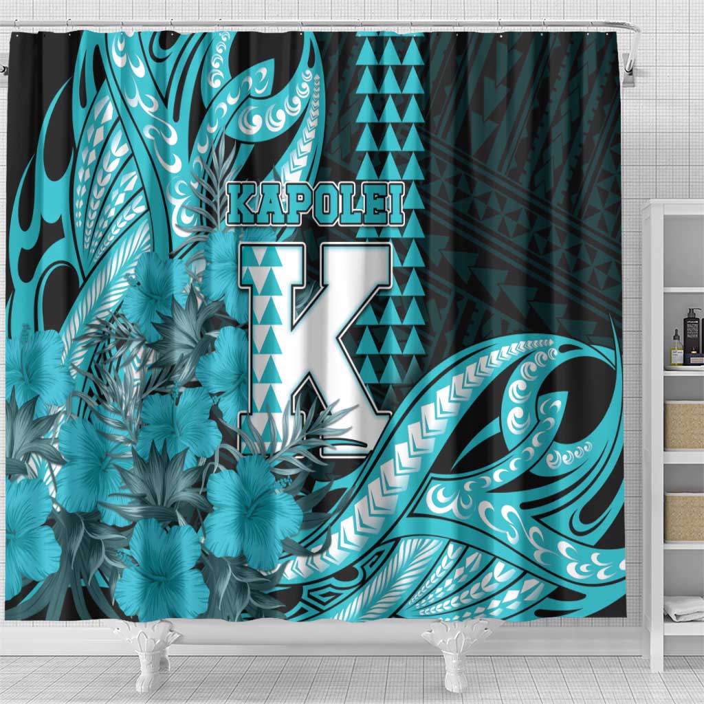 Hawaii Kapolei High School Shower Curtain Tribal Tattoo With Hibiscus Flowers