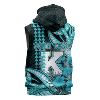 Personalised Hawaii Kapolei High School Sleeveless Hoodie Tribal Tattoo With Hibiscus Flowers