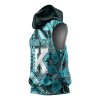 Personalised Hawaii Kapolei High School Sleeveless Hoodie Tribal Tattoo With Hibiscus Flowers