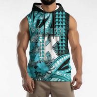 Personalised Hawaii Kapolei High School Sleeveless Hoodie Tribal Tattoo With Hibiscus Flowers