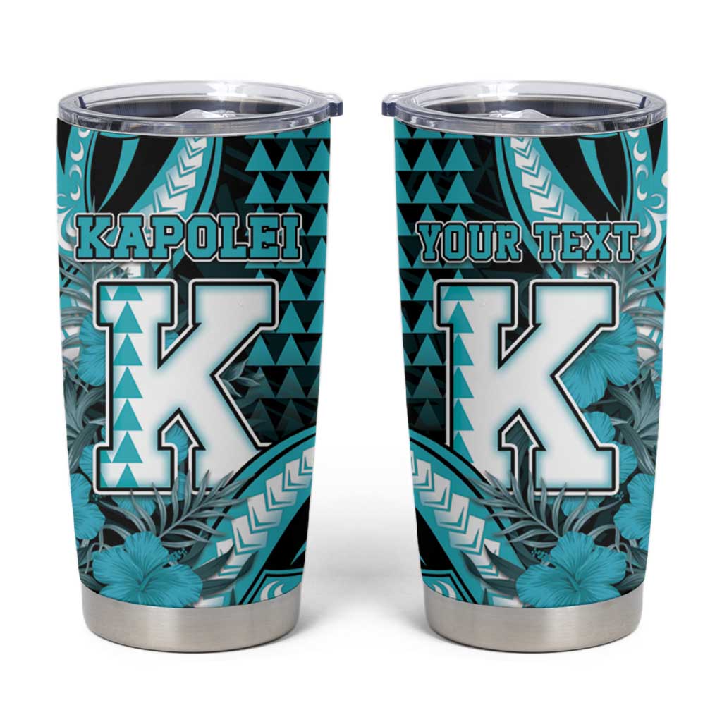 Personalised Hawaii Kapolei High School Tumbler Cup Tribal Tattoo With Hibiscus Flowers