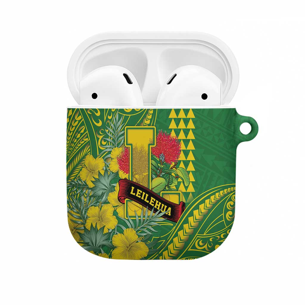 Hawaii Leilehua High School AirPods Case Tribal Tattoo With Hibiscus Flowers