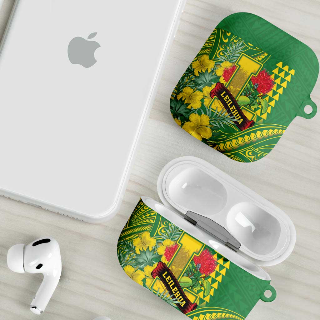 Hawaii Leilehua High School AirPods Case Tribal Tattoo With Hibiscus Flowers