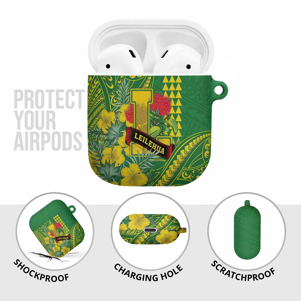 Hawaii Leilehua High School AirPods Case Tribal Tattoo With Hibiscus Flowers