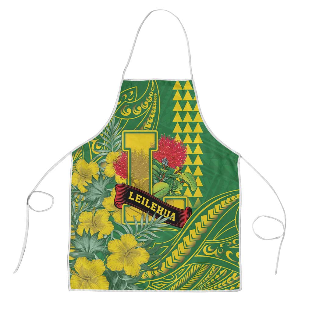 Hawaii Leilehua High School Apron Tribal Tattoo With Hibiscus Flowers LT05 Green - Polynesian Pride