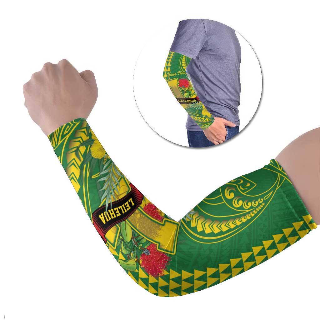 Personalised Hawaii Leilehua High School Arm Sleeves Tribal Tattoo With Hibiscus Flowers LT05 Set of 2 Green - Polynesian Pride