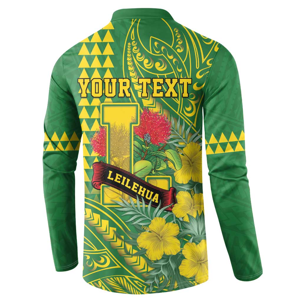 Personalised Hawaii Leilehua High School Button Sweatshirt Tribal Tattoo With Hibiscus Flowers LT05 - Polynesian Pride