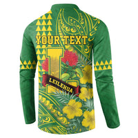Personalised Hawaii Leilehua High School Button Sweatshirt Tribal Tattoo With Hibiscus Flowers LT05 - Polynesian Pride