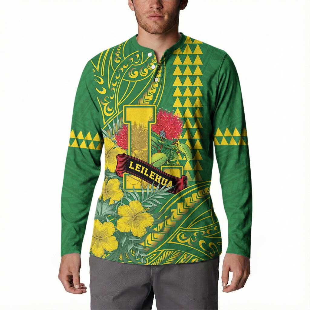 Personalised Hawaii Leilehua High School Button Sweatshirt Tribal Tattoo With Hibiscus Flowers LT05 - Polynesian Pride