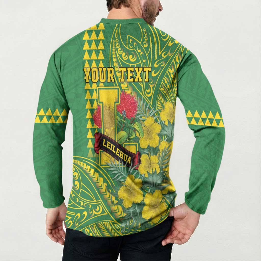 Personalised Hawaii Leilehua High School Button Sweatshirt Tribal Tattoo With Hibiscus Flowers LT05 - Polynesian Pride