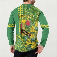 Personalised Hawaii Leilehua High School Button Sweatshirt Tribal Tattoo With Hibiscus Flowers LT05 - Polynesian Pride