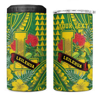 Personalised Hawaii Leilehua High School 4 in 1 Can Cooler Tumbler Tribal Tattoo With Hibiscus Flowers