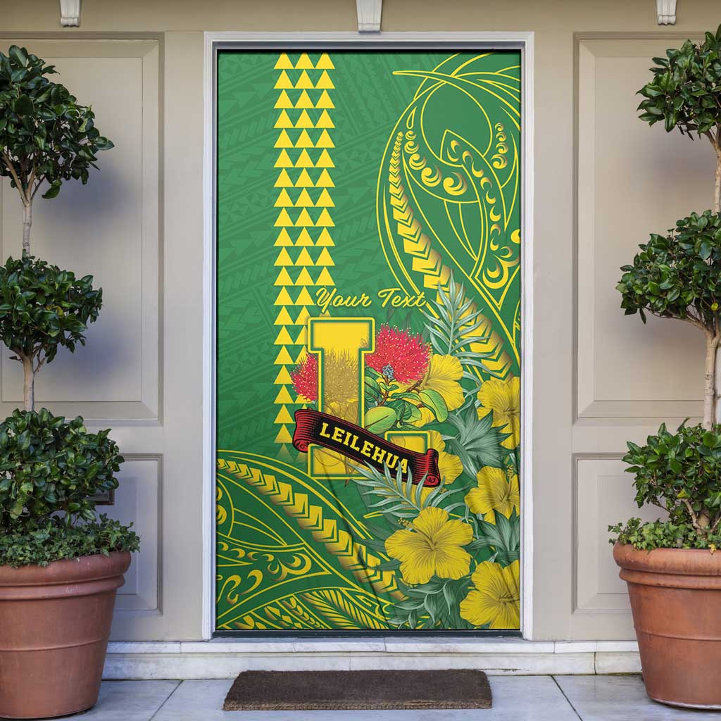 Personalised Hawaii Leilehua High School Door Cover Tribal Tattoo With Hibiscus Flowers