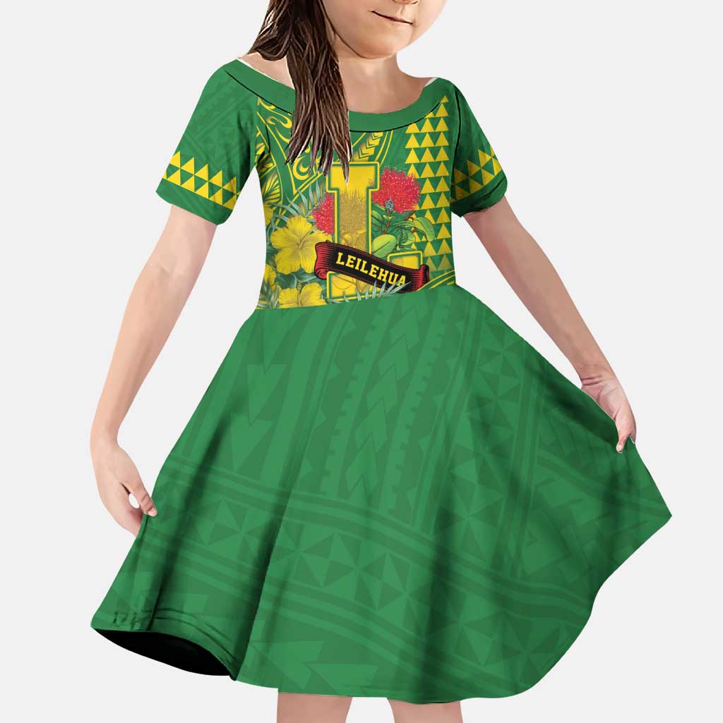 Personalised Hawaii Leilehua High School Family Matching Off Shoulder Maxi Dress and Hawaiian Shirt Tribal Tattoo With Hibiscus Flowers