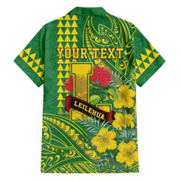 Personalised Hawaii Leilehua High School Family Matching Off Shoulder Maxi Dress and Hawaiian Shirt Tribal Tattoo With Hibiscus Flowers