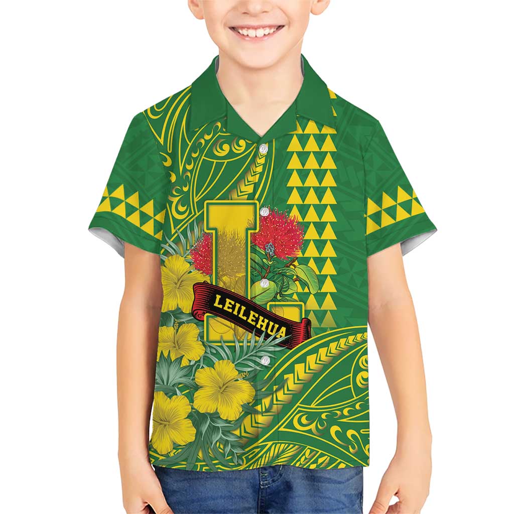 Personalised Hawaii Leilehua High School Family Matching Off Shoulder Maxi Dress and Hawaiian Shirt Tribal Tattoo With Hibiscus Flowers