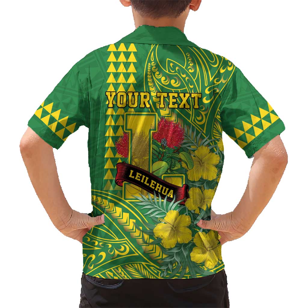 Personalised Hawaii Leilehua High School Family Matching Tank Maxi Dress and Hawaiian Shirt Tribal Tattoo With Hibiscus Flowers
