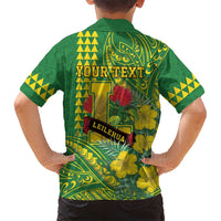 Personalised Hawaii Leilehua High School Family Matching Tank Maxi Dress and Hawaiian Shirt Tribal Tattoo With Hibiscus Flowers
