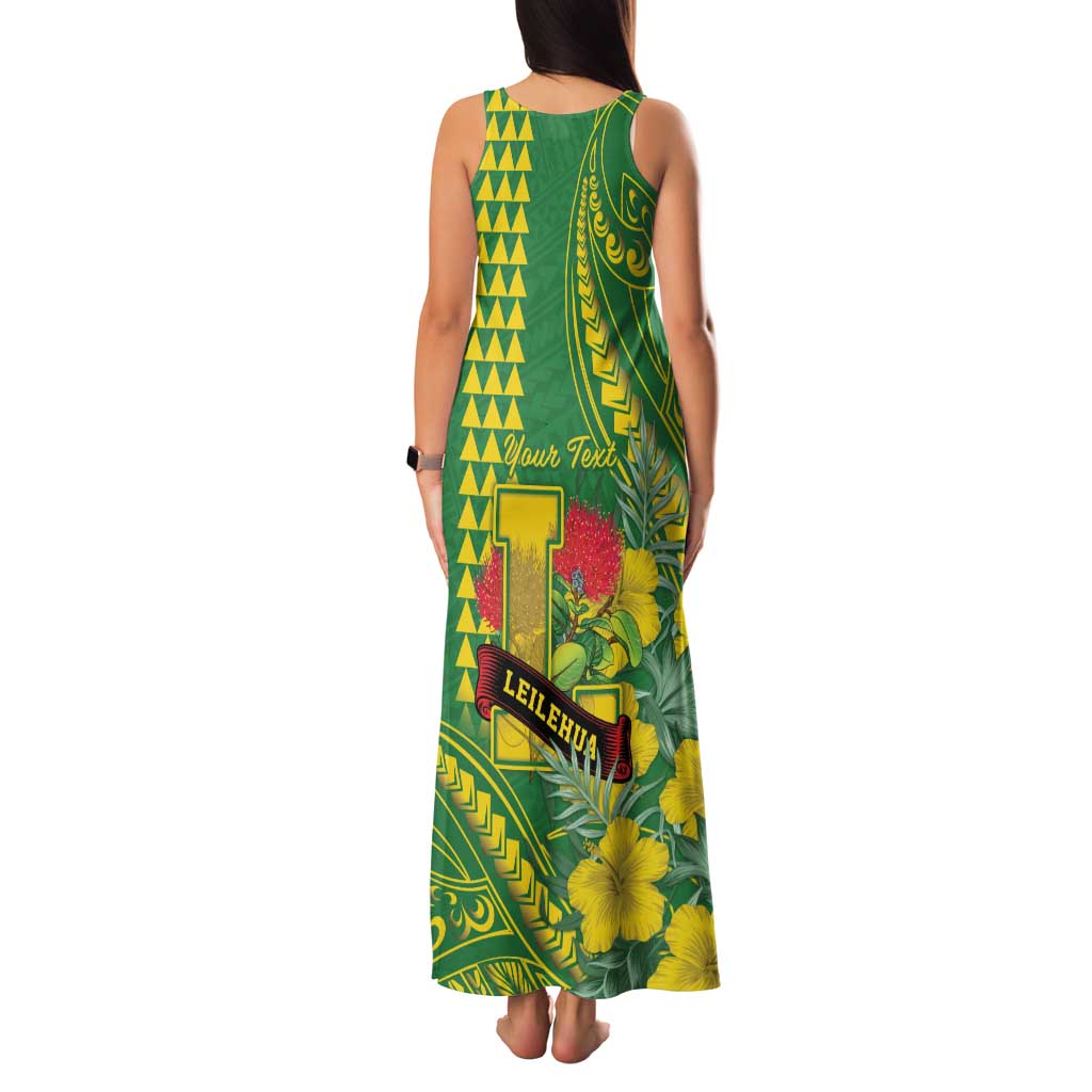 Personalised Hawaii Leilehua High School Family Matching Tank Maxi Dress and Hawaiian Shirt Tribal Tattoo With Hibiscus Flowers
