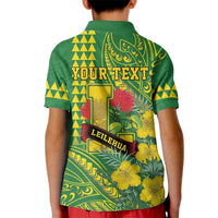 Personalised Hawaii Leilehua High School Kid Polo Shirt Tribal Tattoo With Hibiscus Flowers